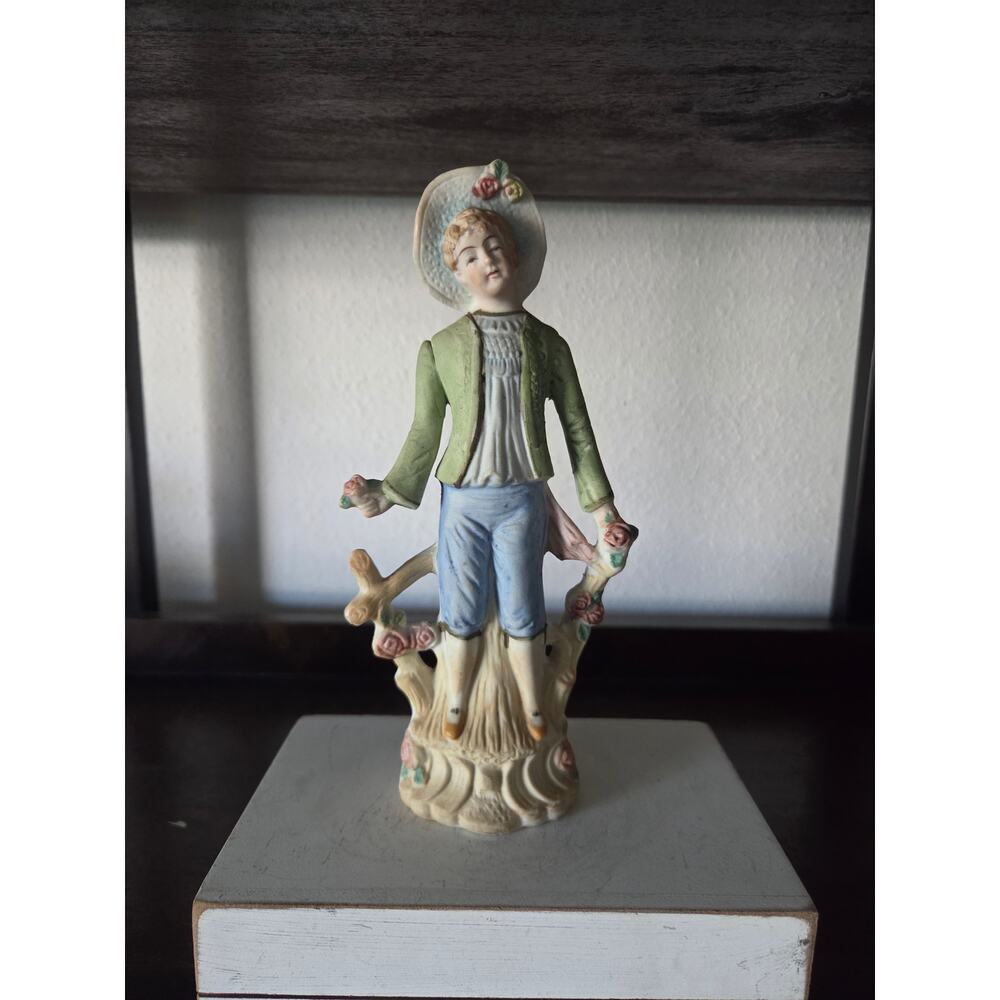 Occupied Japan Bisque Victorian Man Figurine Hand Painted 1945–52 Vintage